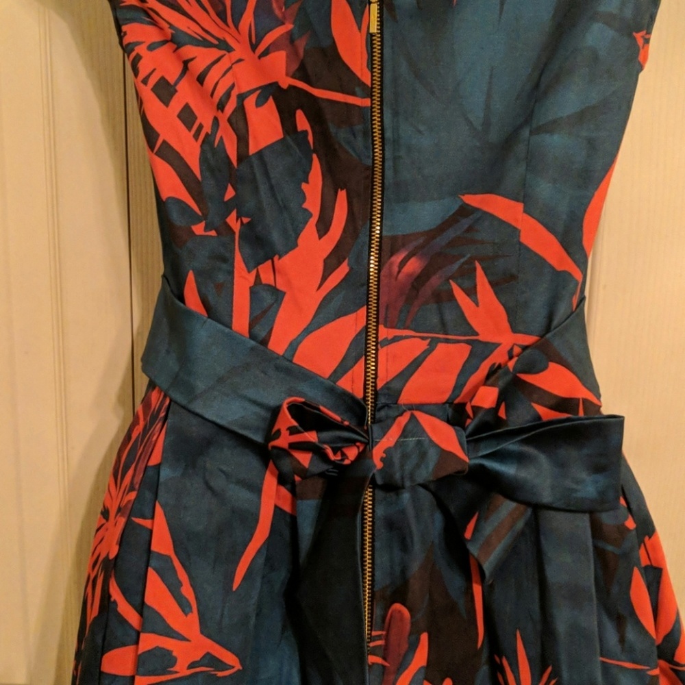 Closet modcloth teal floral print dress UK 8 US 4 - Picture 2 of 3